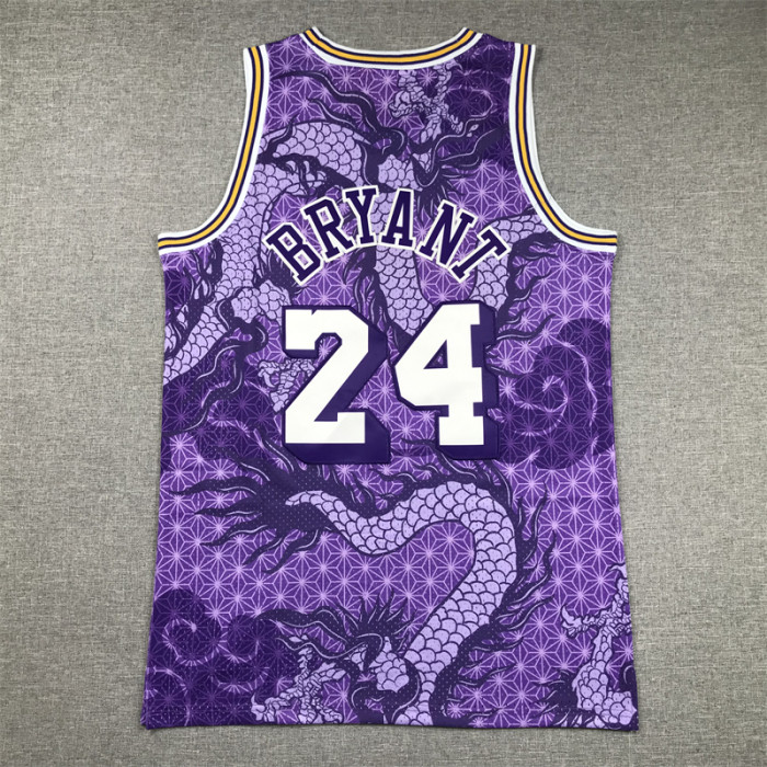 Mitchell&ness 1996-97 Los Angeles Lakers 24 BRYANT Basketball Shirt Purple Dragon NBA Jersey