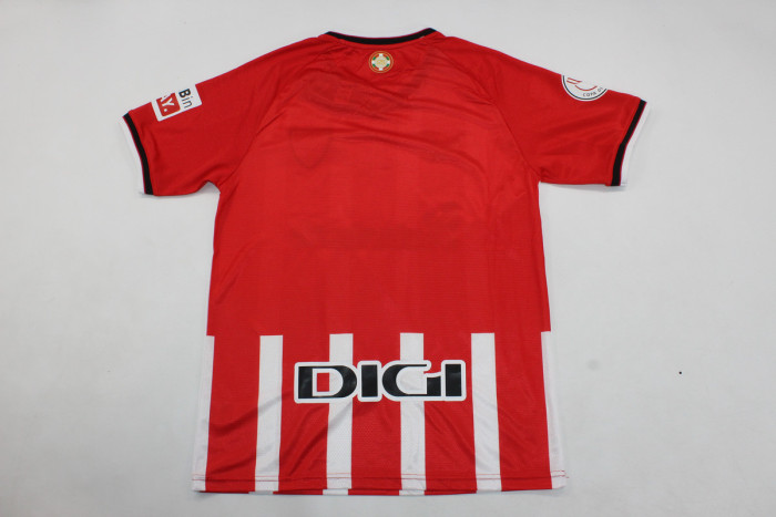 with Front Lettering+Patch 2023-2024 Fan Version Athletic Bilbao Copa De Rey Final Home Soccer Jersey