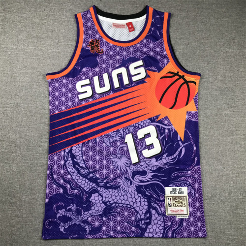Mitchell&ness 1996-97 Phoenix Suns 13 NASH Purple NBA Jersey Dragon Basketball Shirt