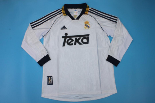 Long Sleeve Retro Jersey 1998-2000 Real Madrid Home Soccer Jersey Vintage Football Shirt