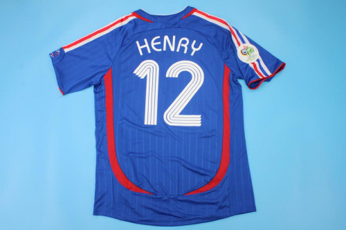 with Patch Retro Shirt 2006 France Henry 12 Home Soccer Jersey Vintage Football Shirt