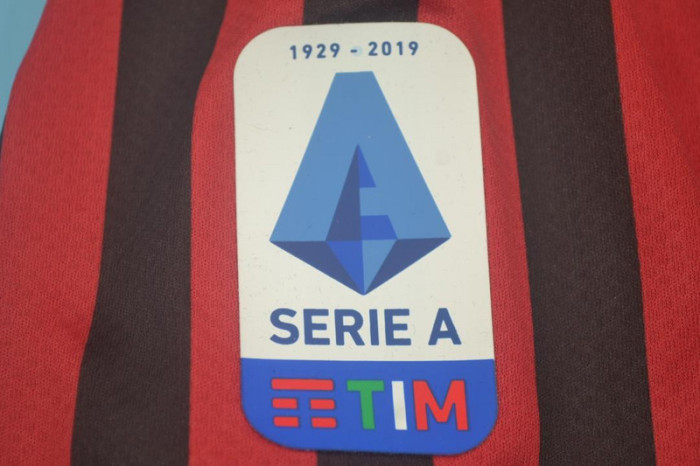with Serie A+Trophy 7 Patch Retro Jersey 2019-2020 AC Milan Home Soccer Jersey Vintage Football Shirt