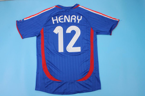 Retro Shirt 2006 France Henry 12 Home Soccer Jersey Vintage Football Shirt