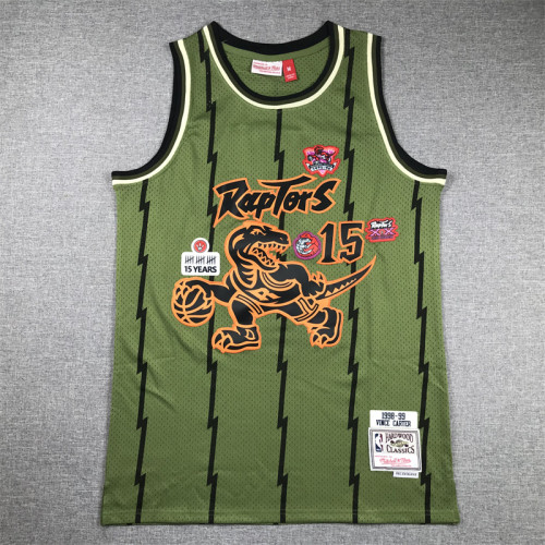 Mitchell&Ness 1998-99 Toronto Raptors 15 CARTER Green NBA Jersey Basketball Shirt