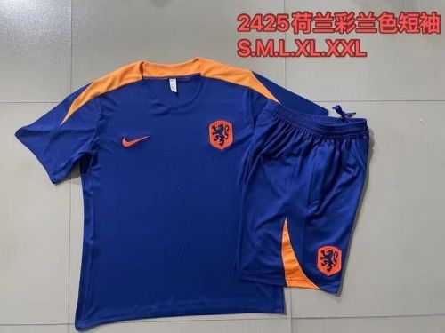 Adult Uniform 2024 Netherlands Blue Soccer Training Jersey and Shorts Football Kits