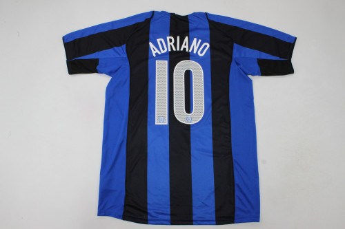 Retro Jersey 2004-2005 Inter Milan ADRIANO 10 Home Soccer Jersey Inter Vintage Football Shirt