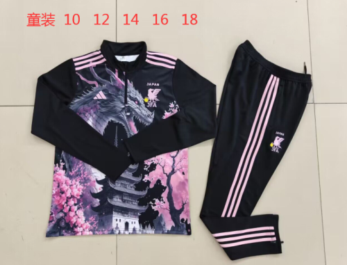 Youth 2024 Japan Black/Pink Dragon Soccer Training Sweater and Pants