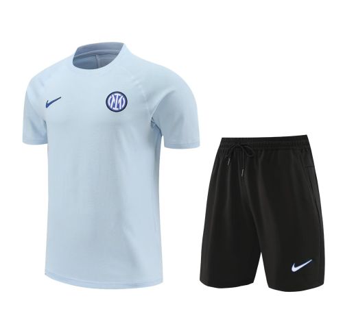 Adult Uniform 2024 Inter Milan Light Blue Soccer Training Jersey and Shorts Football Kits