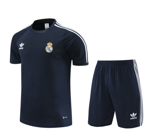 Adult Uniform 2024 Real Madrid Dark Blue Soccer Training Jersey and Shorts Football Kits