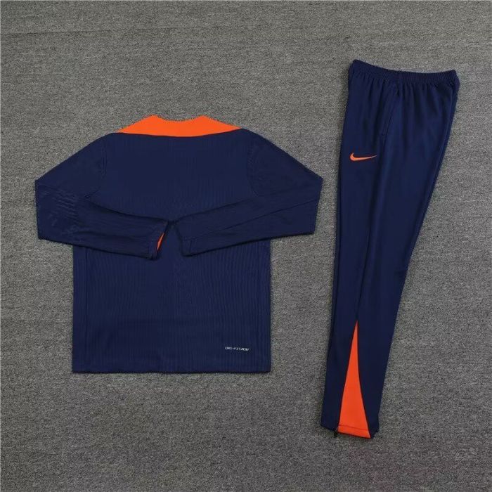 2024-2025 Netherlands Dark Blue Soccer Training Sweater and Pants Football Kit