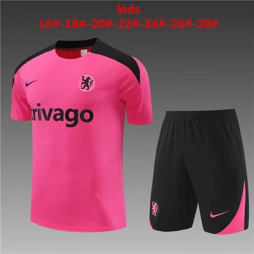Youth Kids 2024 Chelsea Pink/Black Soccer Training Jersey Shorts