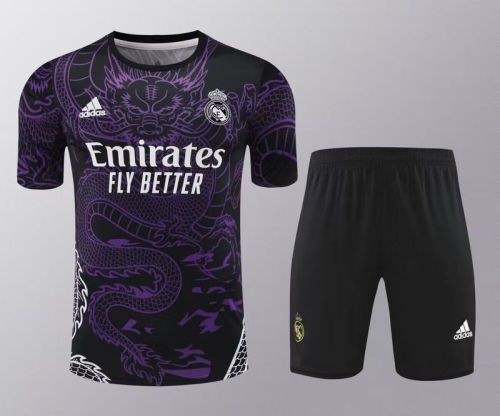 Adult Uniform 2024 Real Madrid Purple Dragon Soccer Training Jersey and Shorts Football Kits