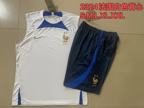 Adult Uniform 2024 France White Soccer Training Vest and Shorts