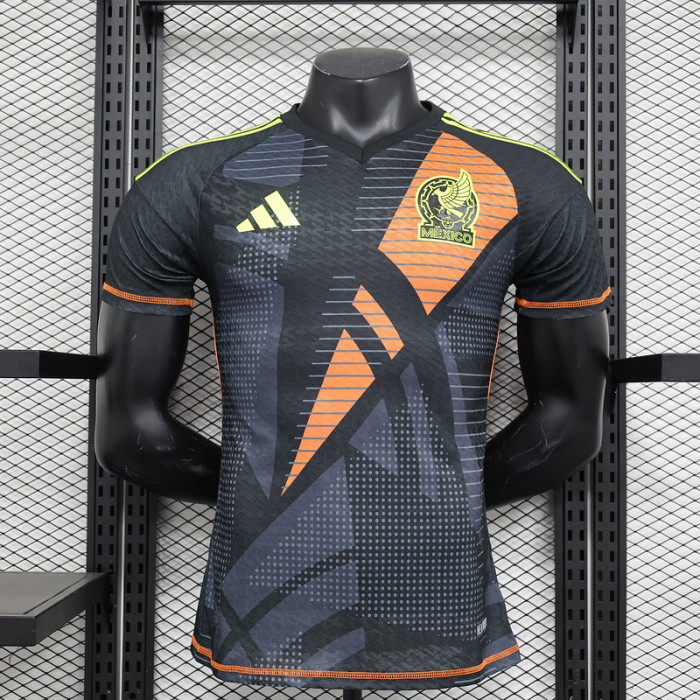 Player Version Mexico 2024 Black Goalkeeper Soccer Jersey Adulto Camiseta de Futbol