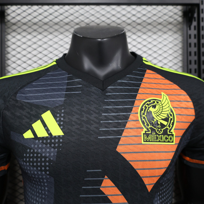 Player Version Mexico 2024 Black Goalkeeper Soccer Jersey Adulto Camiseta de Futbol