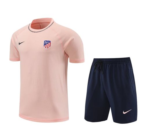 Adult Uniform 2024 Atletico Madrid Pink Soccer Training Jersey and Shorts Cotton Football Kits