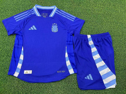 Player Version Youth Uniform Kids Kit 2024 Argentina Away Soccer Jersey Shorts Child Football Set