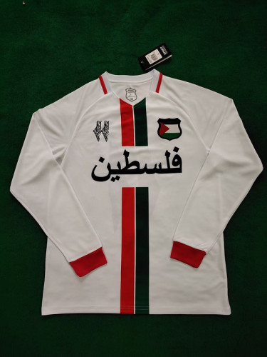 Long Sleeve 2024 Palestine White Soccer Jersey Football Shirt