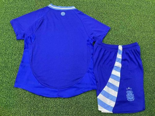 Player Version Youth Uniform Kids Kit 2024 Argentina Away Soccer Jersey Shorts Child Football Set