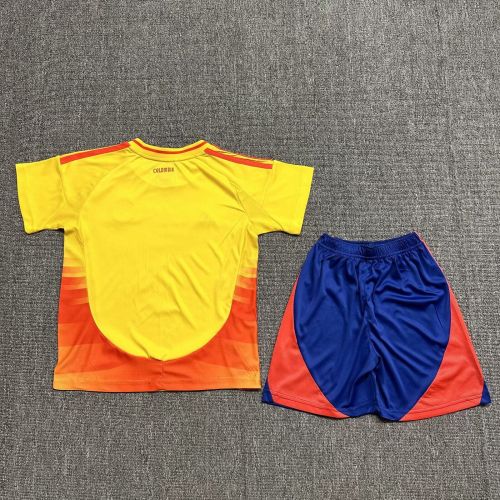Youth Uniform Kids Kit Colombia 2024 Home Soccer Jersey Shorts Child Football Set