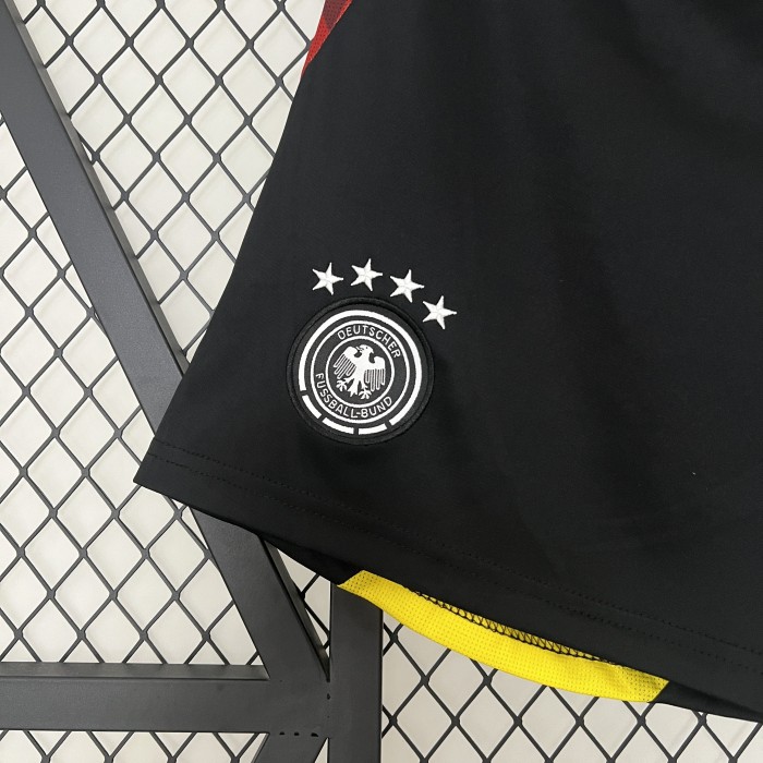 Fan Version Germany 2024 Away Soccer Shorts Black Football Shorts