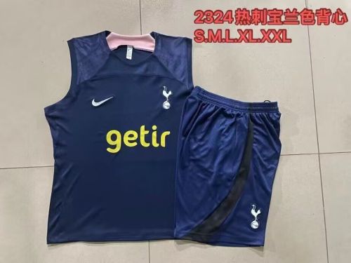 Adult Uniform 2024 Tottenham Hotspur Dark Blue Soccer Training Vest and Shorts