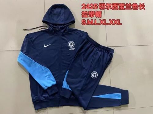 2024 Chelsea Dark Blue Soccer Windbreaker Jacket Football Jacket and Pants