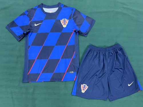 Adult Uniform Croatia 2024 Away Soccer Jersey Shorts Football Kit