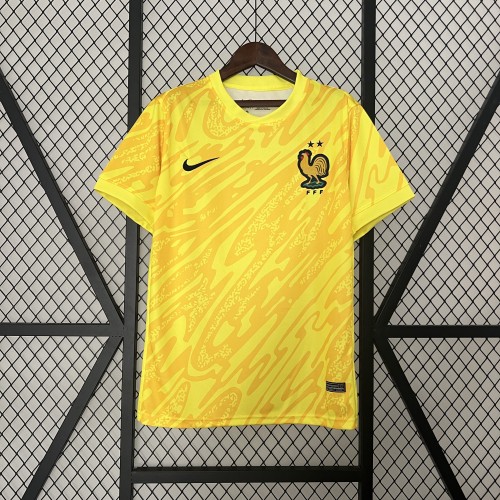 Fan Version 2024 France Yellow Goalkeeper Soccer Jersey Football Shirt