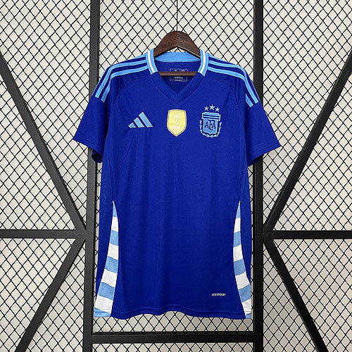 with FIFA World Champions 2022 Patch Fan Version Argentina 2024 Away Soccer Jersey Blue Football Shirt