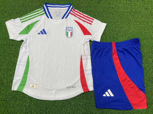 Player Version Youth Uniform Kids Kit Italy 2024 Away Soccer Jersey Shorts Child Football Set