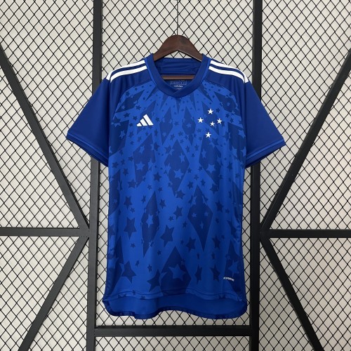 Fan Version 2024-2025 Cruzeiro Home Soccer Jersey Blue Football Shirt