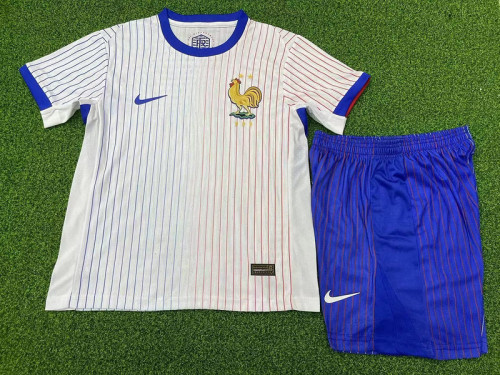 Player Version Youth Uniform Kids Kit France 2024 Away Soccer Jersey Shorts Child Football Set
