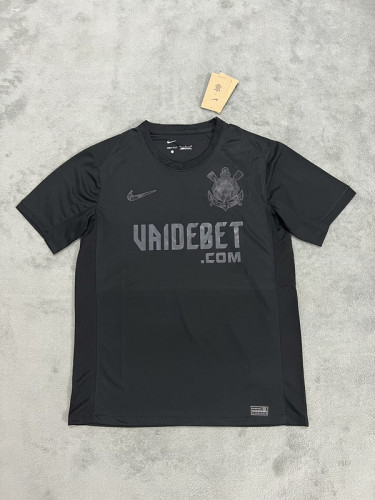 Fan Version 2024-2025 Corinthians Away Black Soccer Jersey Football Shirt