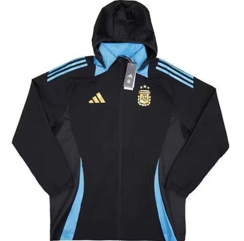 2024 Argentina Black/Blue Soccer Windbreaker Jacket Football Jacket
