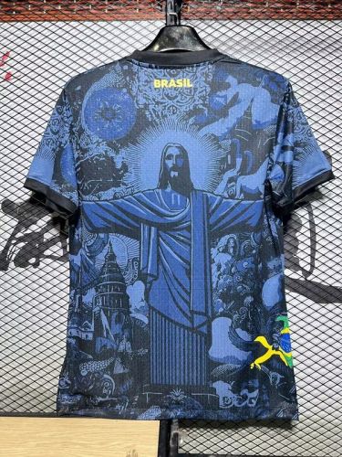 Fan Version 2024 Brazil Black Jesus Special Edition Soccer Jersey Brasil Football Shirt