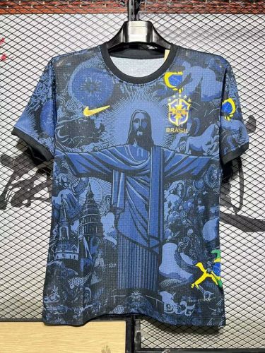 Fan Version 2024 Brazil Black Jesus Special Edition Soccer Jersey Brasil Football Shirt