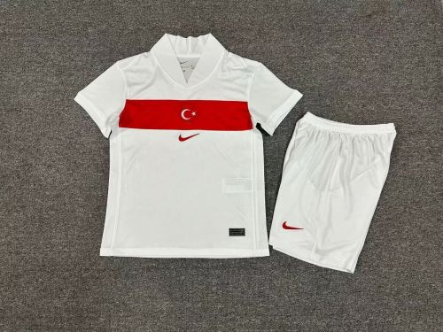 Youth Uniform Kids Kit Turkey 2024 Home Soccer Jersey Shorts Child Football Set