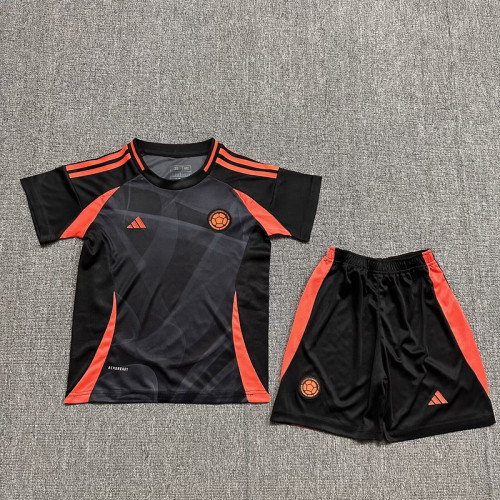 Youth Uniform Kids Kit Colombia 2024 Away Black Soccer Jersey Shorts Child Football Set