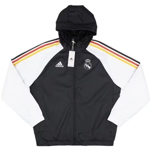 2024 Real Madrid Black/White Soccer Windbreaker Jacket Football Jacket