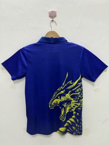 Fan Version 2024 Real Madrid Blue/Yellow Dragon Soccer Polo Real Football Shirt