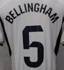 Bellingham 5 Lettering for 2023-2024 Real Madrid Home Soccer Jersey