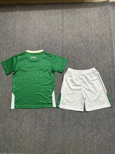Youth Uniform Kids Kit Ireland 2024 Home Soccer Jersey Shorts Child Football Set