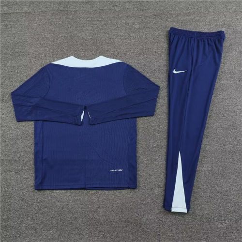 2024-2025 France Dark Blue Soccer Training Sweater and Pants Football Kit