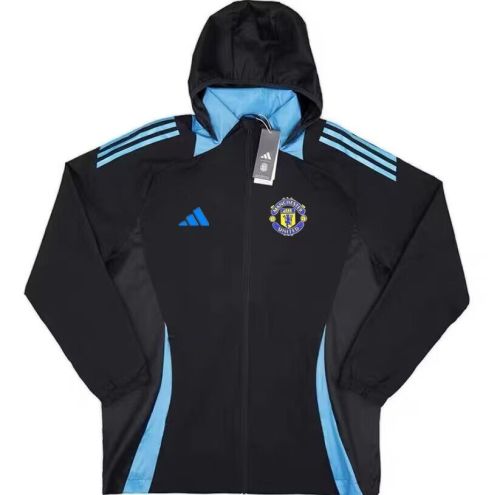 2024 Manchester United Black/Blue Soccer Windbreaker Jacket Football Jacket