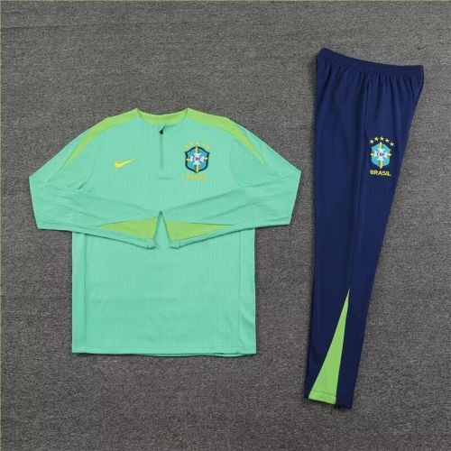 2024-2025 Brazil Green Soccer Training Sweater and Pants Football Kit