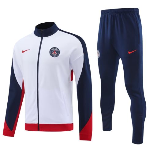 2024 Paris White/Dark Blue/Red Soccer Training Jacket PSG Football Jacket and Pants