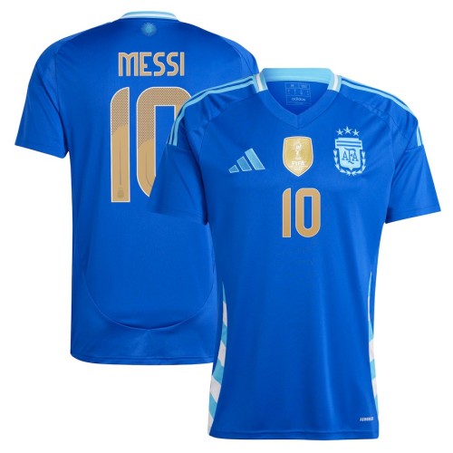with FIFA World Champions 2022 Patch Player Version Argentina 2024 MESSI 10  Away Soccer Jersey Blue Football Shirt