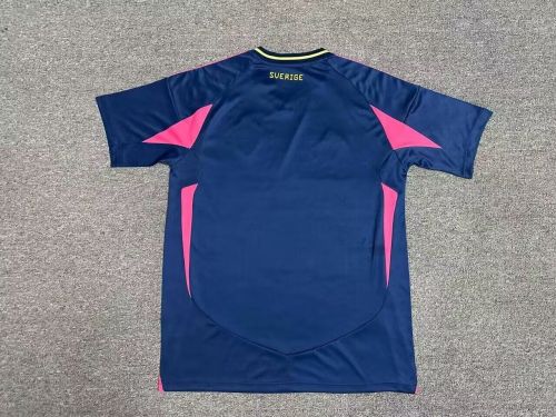 Fan Version 2024 Sweden Away Dark Blue Soccer Jersey Football Shirt