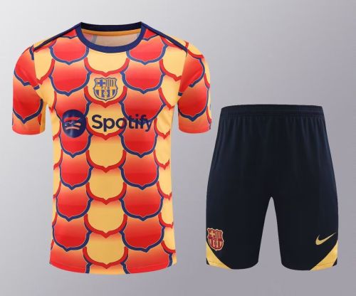 Adult Uniform 2024 Barcelona Red/Yellow Soccer Training Jersey and Shorts Cotton Football Kits